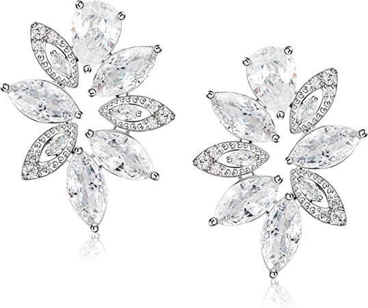 Amazon.com: SWEETV Marquise Wedding Birdal Earrings for Brides,Bridesmaid Earrings Gifts, Cubic Zirconia Cluster Stud Earrings for Women Prom Party Jewelry: Clothing, Shoes & Jewelry