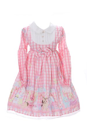 JSK-15-1 ROSA CHECKED Baby Doll Rabbit Bunny Pastel Goth Lolita Dress Cosplay - $55.37 | PicClick