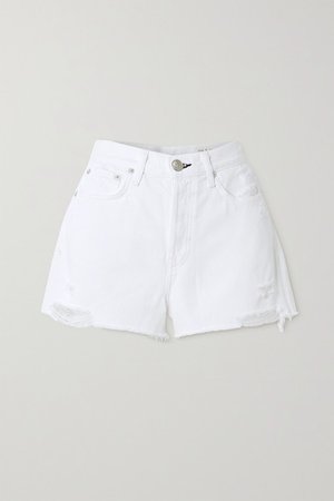 Maya Distressed Denim Shorts - White