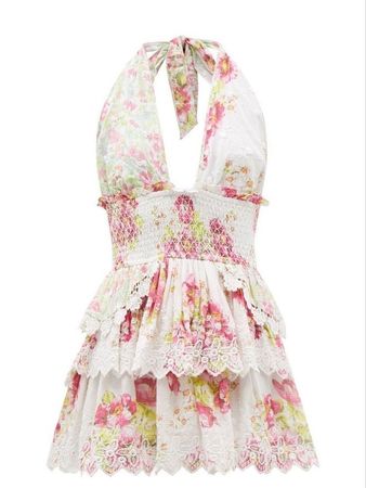 loveshackfancy floral halter mini dress