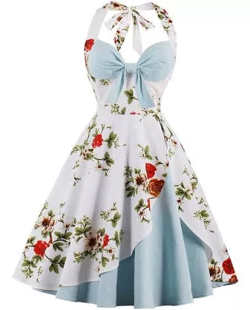 Floral Halter Sleeveless Swing Dress
