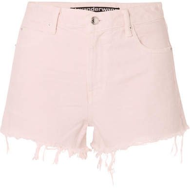 Bite Frayed Denim Shorts - Pastel pink