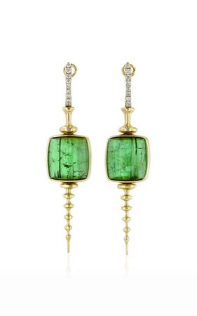 18k Yellow Gold One-Of-A-Kind Chrona Totem Earrings In Green Tourmaline By Vram | Moda Operandi