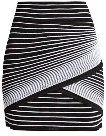 Wrap Style Striped Knit Mini Skirt - Womens - Black White