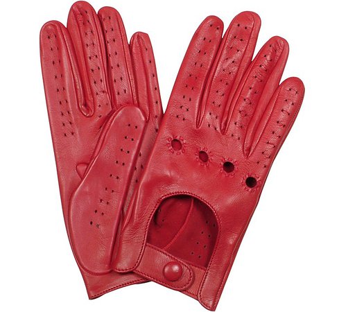 FORZIERI Women's Red Perforated Italian Leather Driving Gloves