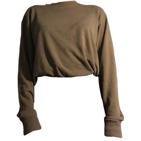 *clipped by @luci-her* Brown High Neck Tucked Long Sleeve Shirt