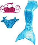 Amazon.com: Conjunto de tanquíni com cauda de sereia para nadar e coroa de flores: Clothing