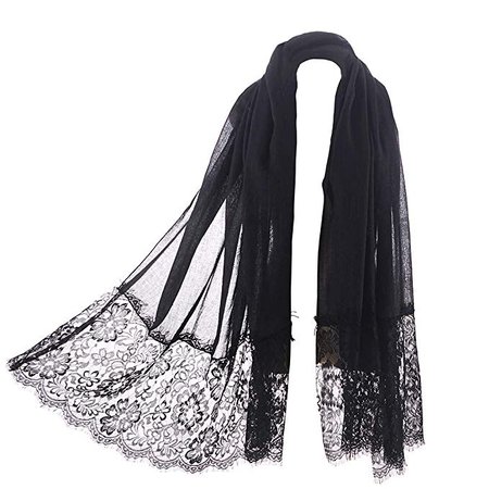 Women Fashion Scarf Wrap Shawl, RiscaWin Autumn Soft Lightweight Lace Scarves Wrap Warm Scarf(Black) at Amazon Women’s Clothing store: