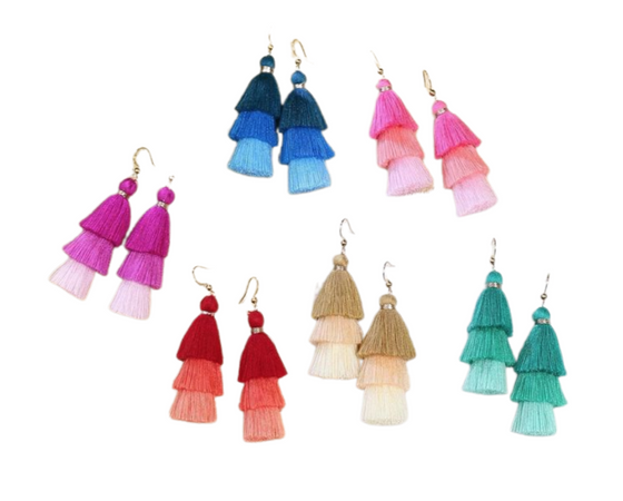 Five Color Tassel Earring Set