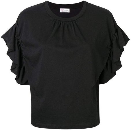 short-sleeve ruffled blouse
