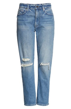 FRAME Le Beau Ripped Crop Straight Leg Jeans | Nordstrom