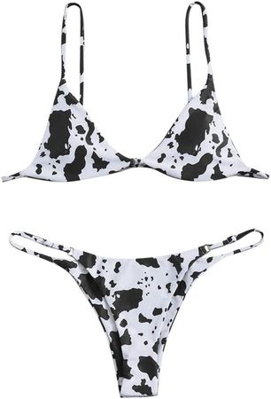 Amazon.com: SHOPESSA Women Cow Print Bikini Sexy String Brazilian Triangle Bikini 2 Piece Padded Swimsuits : Clothing, Shoes & Jewelry