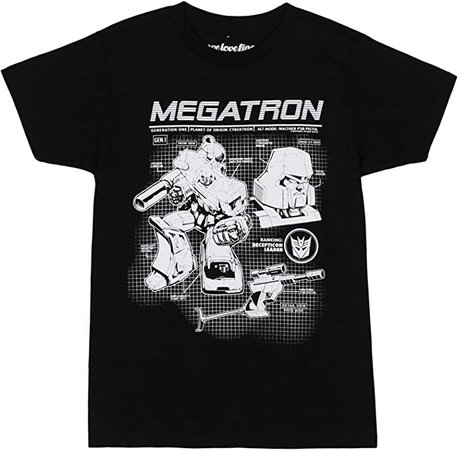 Amazon.com: Transformers Megatron Schematics T-Shirt - Black (Medium) : Clothing, Shoes & Jewelry