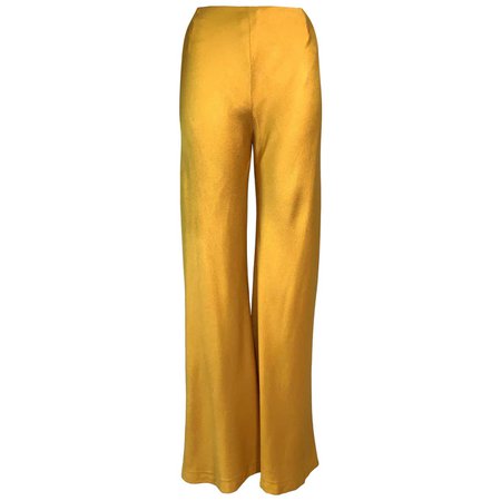 F/W 1999 Christian Dior John Galliano Liquid Gold Bell Bottom Wide Leg Pants For Sale at 1stDibs