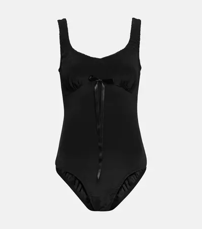 Bow Embellished Bodysuit in Black - Simone Rocha | Mytheresa