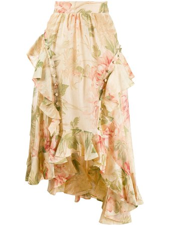 Zimmermann Asymmetric Floral Skirt