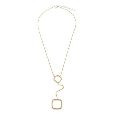 Open Square CZ Drop Necklace Gold Plated