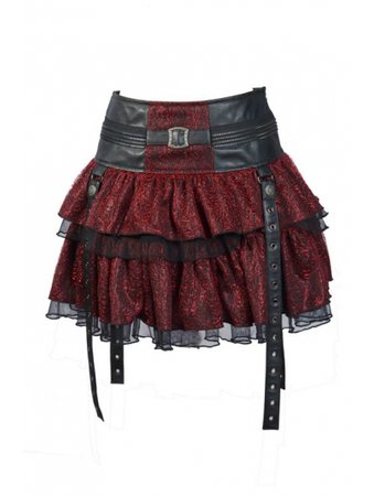 Red Layers Short Mini Gothic Skirt - Devilnight.co.uk