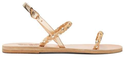 Hera Braided Leather Sandals - Womens - Beige Gold
