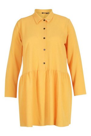 Plus Peplum Hem Shirt Dress | Boohoo yellow