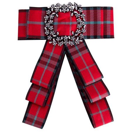 Red blue black uniform bow with brooch
