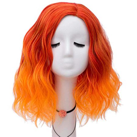 Amazon.com: Pelucas sintéticas de color ombre para cosplay, fiesta, hembra, naranja, amarillo, rubio: Beauty