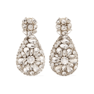 Oscar de la Renta | Silver-tone crystal clip earrings | NET-A-PORTER.COM