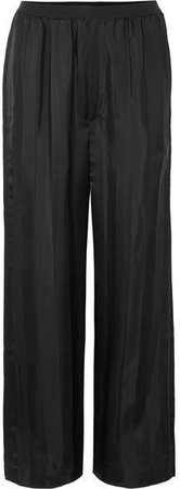 Striped Satin-jacquard Pants - Black