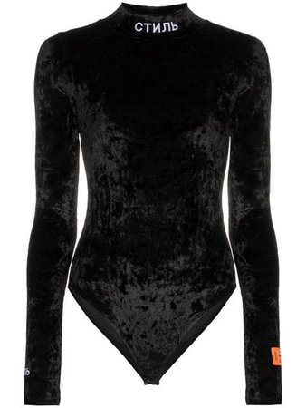 Heron Preston logo embroidered velvet bodysuit $548 - Buy Online - Mobile Friendly, Fast Delivery, Price
