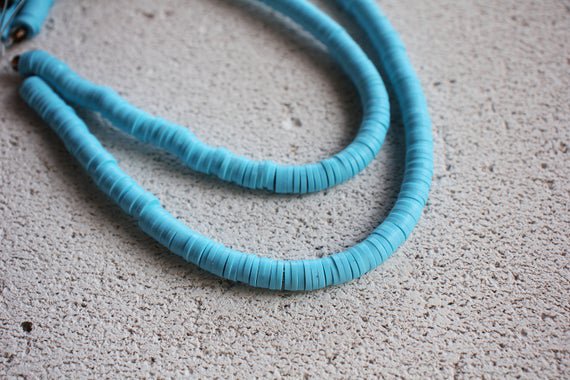 6mm Heishi Disc Beads Half Strand Turquoise Blue Fimo Beads | Etsy