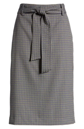 1901 Houndstooth Pencil Skirt (Petite) grey