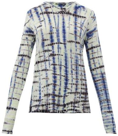 Tie Dye Long Sleeve Cotton Jersey T Shirt - Womens - Blue Multi
