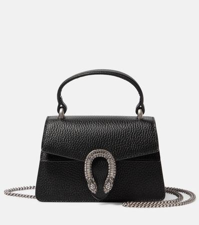 Dionysus Mini Embellished Leather Tote Bag in Black - Gucci | Mytheresa