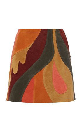 Suede Leather Patchwork Skirt by Alberta Ferretti | Moda Operandi
