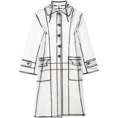Miu Miu Grosgrain-trimmed PVC trench coat (94.395 RUB) ❤ liked on Polyvore featuring outerwear, coats, pvc coat, clear coat, pvc trench coat, white coat and clear trench coat