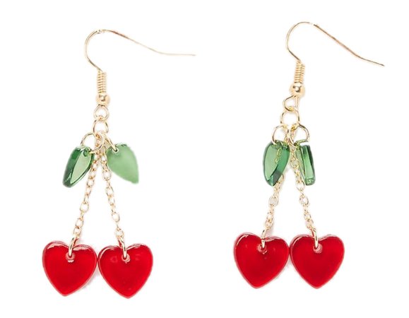 rue21 Gold Cherry Heart Drop Earrings