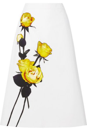 Prada | Floral-print cotton-poplin midi skirt | NET-A-PORTER.COM