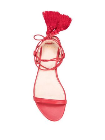 Lanvin Tasseled Flat Sandals FWSAFS16NAGOP19 Red | Farfetch