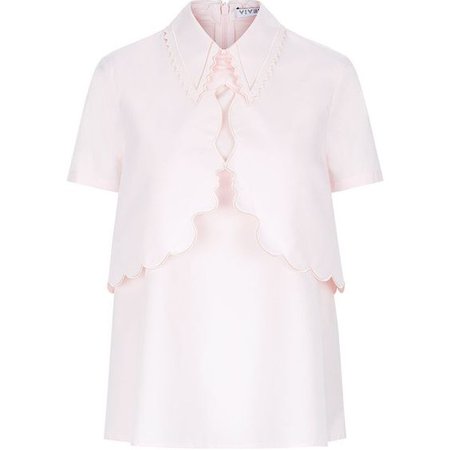 Vivetta Pink Collared Face Short Sleeve Shirt ($370)