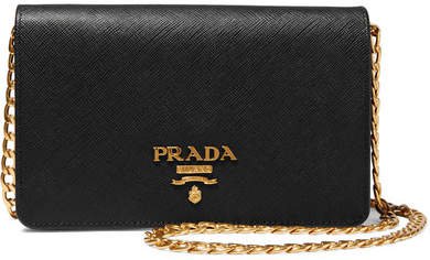 Wallet On A Chain Textured-leather Shoulder Bag - Black