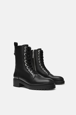 MICRO STUDDED LEATHER BIKER ANKLE BOOTS - Boots and ankle Boots-SHOES-WOMAN | ZARA United States
