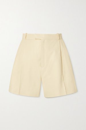 Pleated Leather Shorts - White