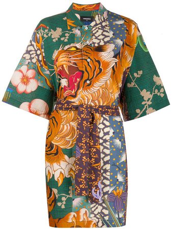 Dsquared2 tiger print shirt dress - FARFETCH
