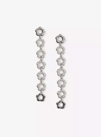 Rhodium Look Daisy Chain Drop Earrings | Miss Selfridge
