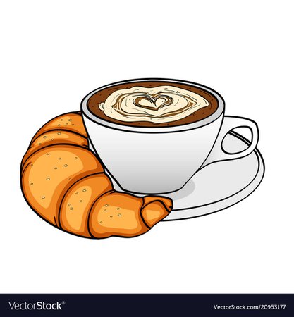 Object on white background breakfast coffee Vector Image