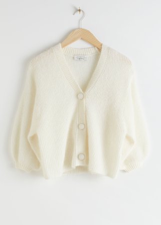 Alpaca Blend Button Up Cardigan - White - Cardigans - & Other Stories
