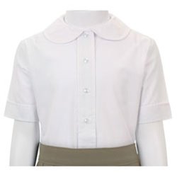 Wholesale Girl's Short Sleeve Peter Pan Collar Blouse School Uniform Shirt White