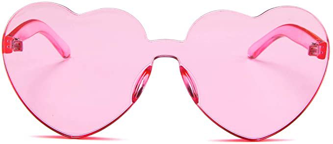 Amazon.com: Dollger 2 pieces RED Heart Shape Sunglasses Transparent Rimless Candy Color sugar Glasses party sunglasses: Clothing