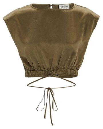 Nicholas Rey Cropped Silk Wrap Top | INTERMIX®