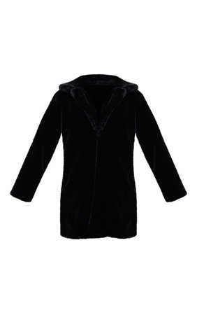 Black Faux Fur Midi Collar Coat | PrettyLittleThing